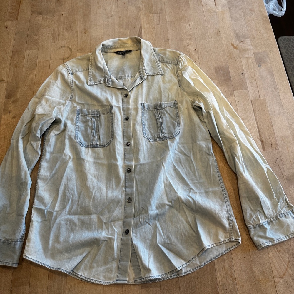 Express Light Gray Casual Shirt